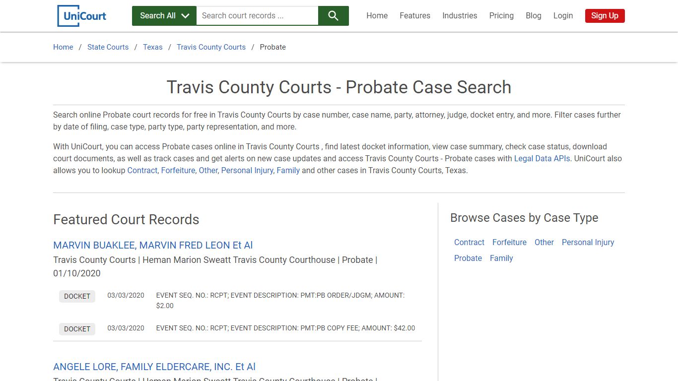 Probate Case Search - Travis County Courts, Texas